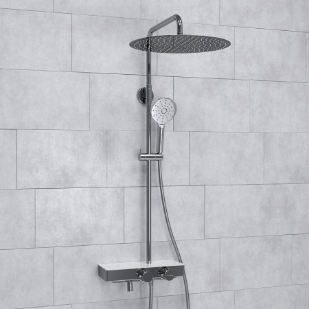 Душевая система WasserKRAFT A113.117.127.CH Thermo с термостатом Хром Белая 