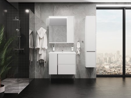 Зеркало со шкафом Aquaton Стоун 80 R 1A228302SX010 с подсветкой Белое 