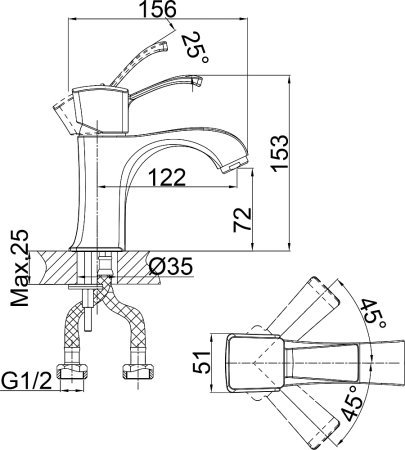 Смеситель D&K Rhein Bach DA1472101 для раковины 