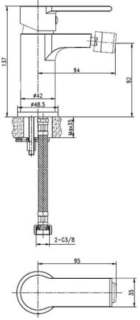 Смеситель для биде Cersanit Brasko 63023 Хром 