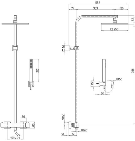 Душевая система Paini Dax-R 84PZ689TH Черная матовая 