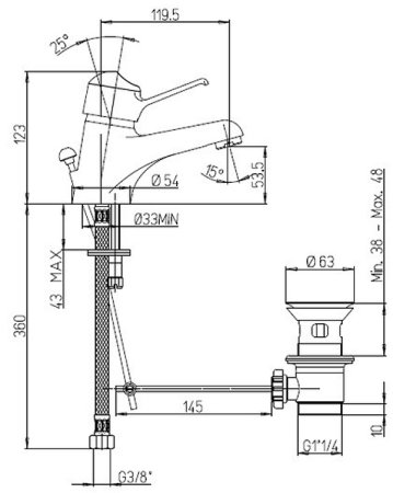 Смеситель для раковины Paini Creta 30CR211R2LMKM Хром 