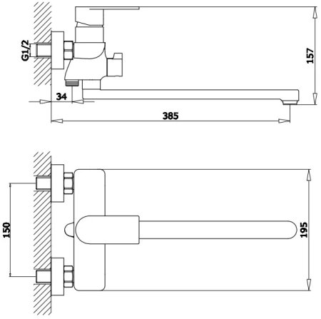 Cмеситель для ванны GANZER SUSANNE GZ21041C CHROME/BLACK 