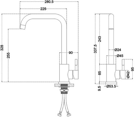 Смеситель для кухни Melana Tondo F610104B Черный 