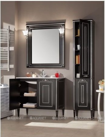 Зеркало Aquanet Паола 90 черный/серебро 