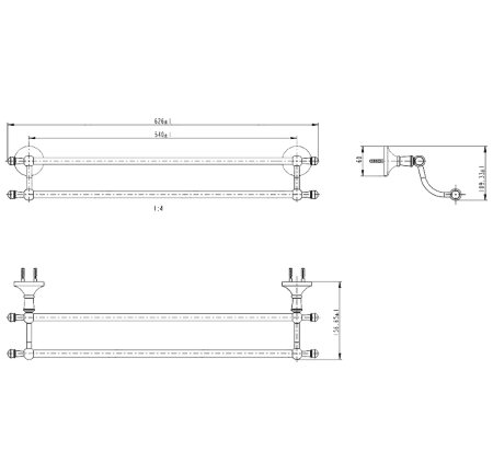 Полотенцедержатель Melana MLN-821002 двойной Золото 