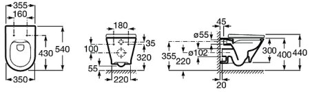 Унитаз Roca The Gap Round 3460NL000 подвесной без сиденья 