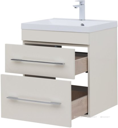 Тумба с раковиной Aquanet Верона 60 крем (2 ящика) 
