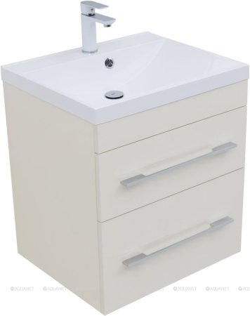 Тумба с раковиной Aquanet Верона 60 крем (2 ящика) 