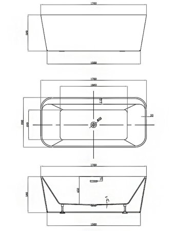 Акриловая ванна Vincea 170x80 VBT-401-1700MW без гидромассажа 