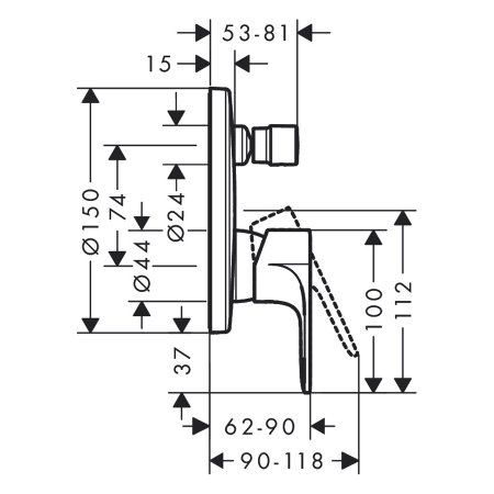 Смеситель Hansgrohe Rebris E 72468000 встраиваемый для ванны хром 