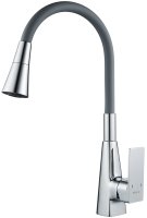 Смеситель для кухни с гибким изливом Shevanik S543-9, хром/серый