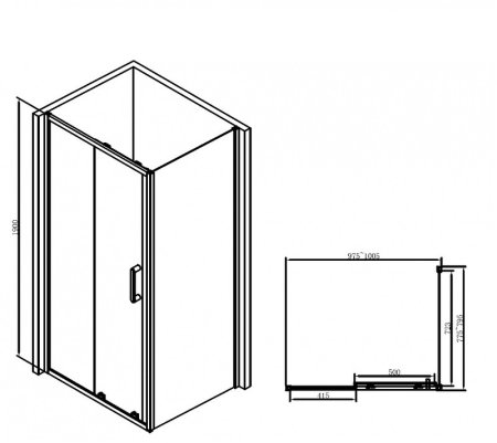 Душевой уголок Abber Schwarzer Diamant 80х100 AG30100B-S80B профиль Черный стекло прозрачное 