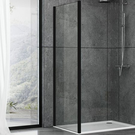 Душевая стенка Abber Schwarzer Diamant 70x195 S70B профиль Черный стекло прозрачное 