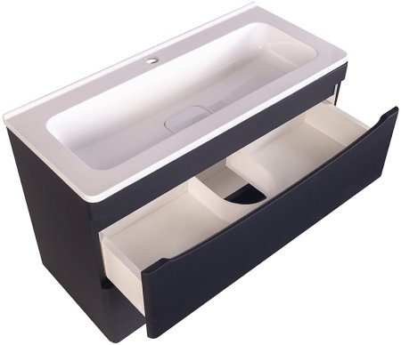 Тумба под раковину Style Line Бергамо 80 СС-00002324 подвесная Черная антискрейч 