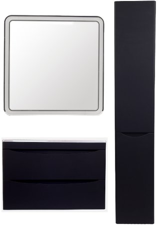 Тумба под раковину Style Line Бергамо 80 СС-00002324 подвесная Черная антискрейч 