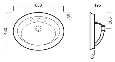 Раковина Hatria Dolcevita 65 см, накладная 