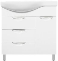 Тумба под раковину Style Line Жасмин 82 R ЛС-00000527 с бельевой корзиной Белая