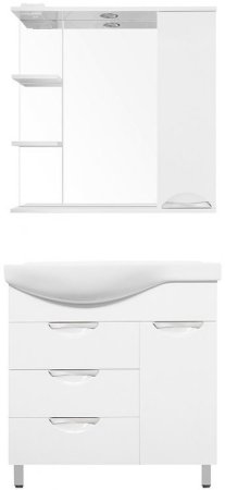 Тумба под раковину Style Line Жасмин 82 R ЛС-00000527 с бельевой корзиной Белая 