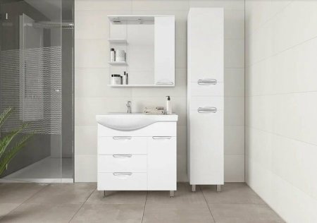 Тумба под раковину Style Line Жасмин 82 R ЛС-00000527 с бельевой корзиной Белая 