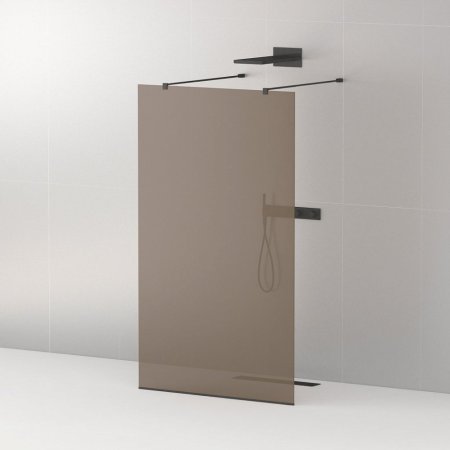 Душевая перегородка Cezares Liberta-L-2-80-120-BR-NERO стекло бронза, кронштейн 120 см 