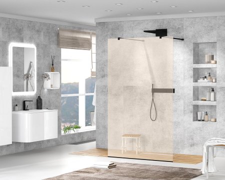 Душевая перегородка Cezares Liberta-L-2-80-120-BR-NERO стекло бронза, кронштейн 120 см 