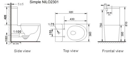 Унитаз напольный Nilo Simple 2301 Золотой 