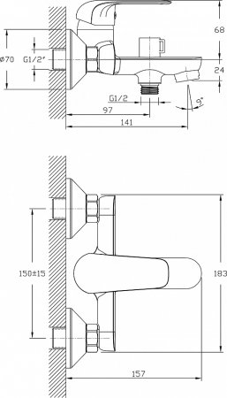 Смеситель Rush Fiji FI1835-44 для ванны с душем 