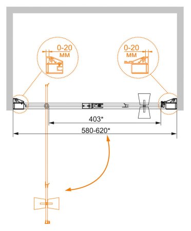 Душевая дверь в нишу Cezares Rosa BA1 60 RO Bi 