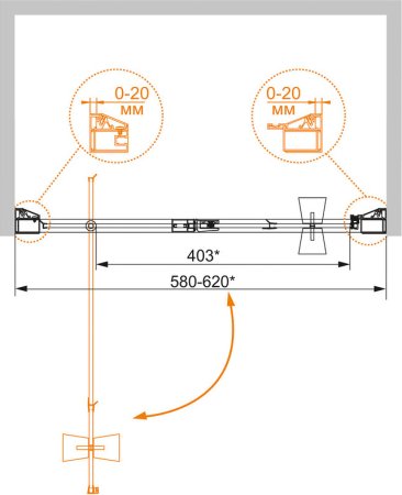Душевая дверь в нишу Cezares Rosa BA1 60 RO Bi 