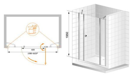 Душевая дверь в нишу Cezares Elena B13 30/60/30 C Cr 
