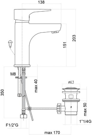 Смеситель для раковины Fiore XO 73CR7320, хром 