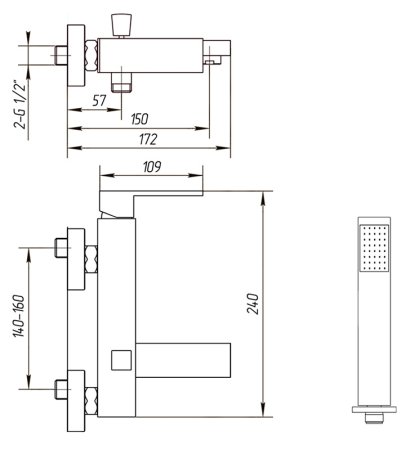 Смеситель Migliore Kvant ML.KVT-2703 Cr для ванны с душем 