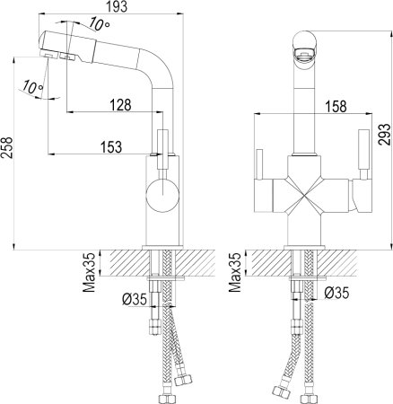 Смеситель для кухни Rossinka Z35-31 Хром 