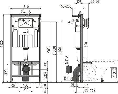 Инсталляция для унитаза AlcaPlast Sadromodul AM101/1120 (AM101/1120-0001) 