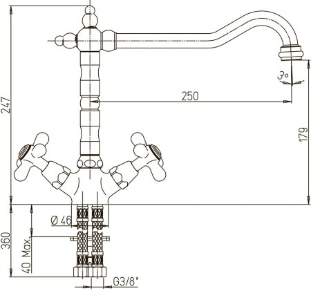 Смеситель для кухни Paini Liberty 17F3570BKM Старая бронза 