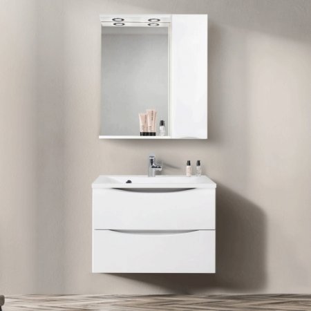 Зеркало со шкафом BelBagno MARINO-SPC-600/750-1A-BL-P-R 60 с подсветкой Bianco Lucido 
