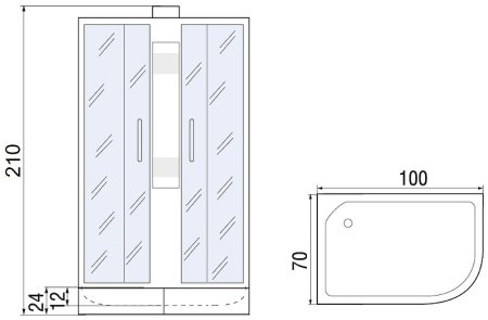 Душевая кабина River Nara 100x70 МТ L 10000008792 без гидромассажа 