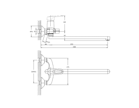Смеситель для ванны длинный излив HAIBA HB2237-K 