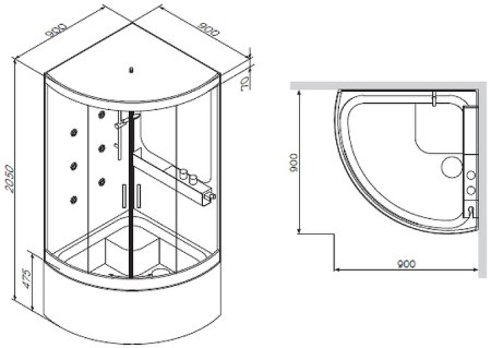 Душевая кабина AM.PM Like Deep 90x90 W80C-019A-090MTA с гидромассажем 