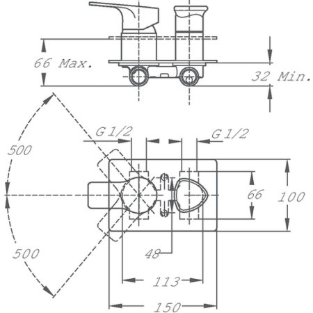 Смеситель для душа Teka Manacor 841711200 Хром 