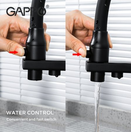 Смеситель для кухни Gappo G17-6 G4317-6 Черный матовый 