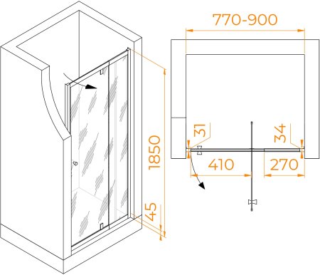 Душевая дверь RGW PA-02B NEW 800 