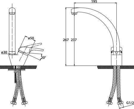 Смеситель для кухни Kaiser County 55244-2 Серебро 