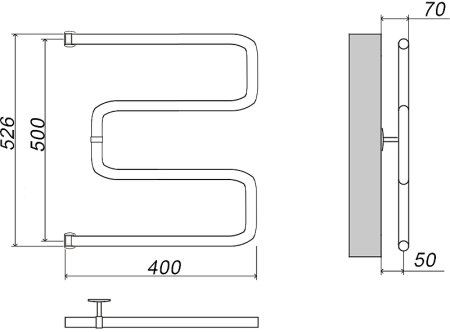 Водяной полотенцесушитель Grota Kamelo 500х400 Хром 