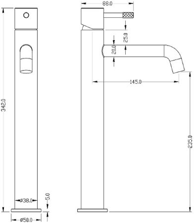 Смеситель для раковины Boheme Uno 462-B Черный 