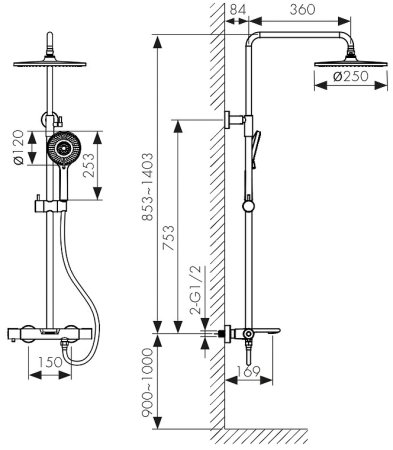 Душевая система Kaiser Serio 05382 с термостатом Хром 