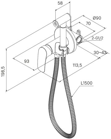 Гигиенический душ со смесителем Milardo Rora RORSBR0M08 Хром 
