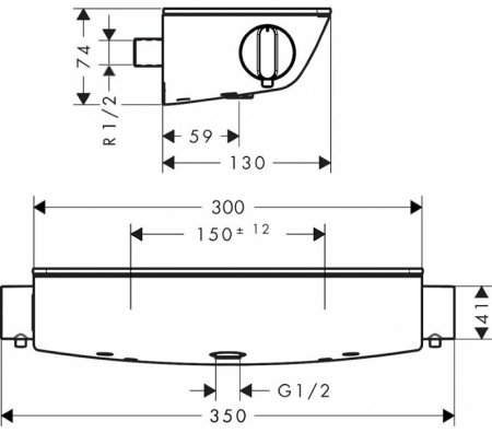 Смеситель для душа Hansgrohe Ecostat Select 13111400 с термостатом Белый Хром 