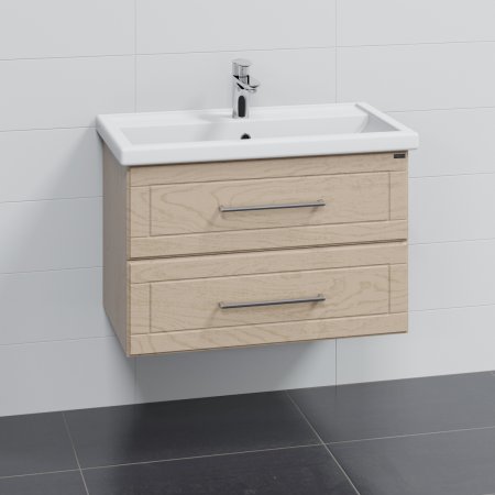 Тумба Санта Венера 80 подвесная бежевый дуб с умывальником Фостер 80 